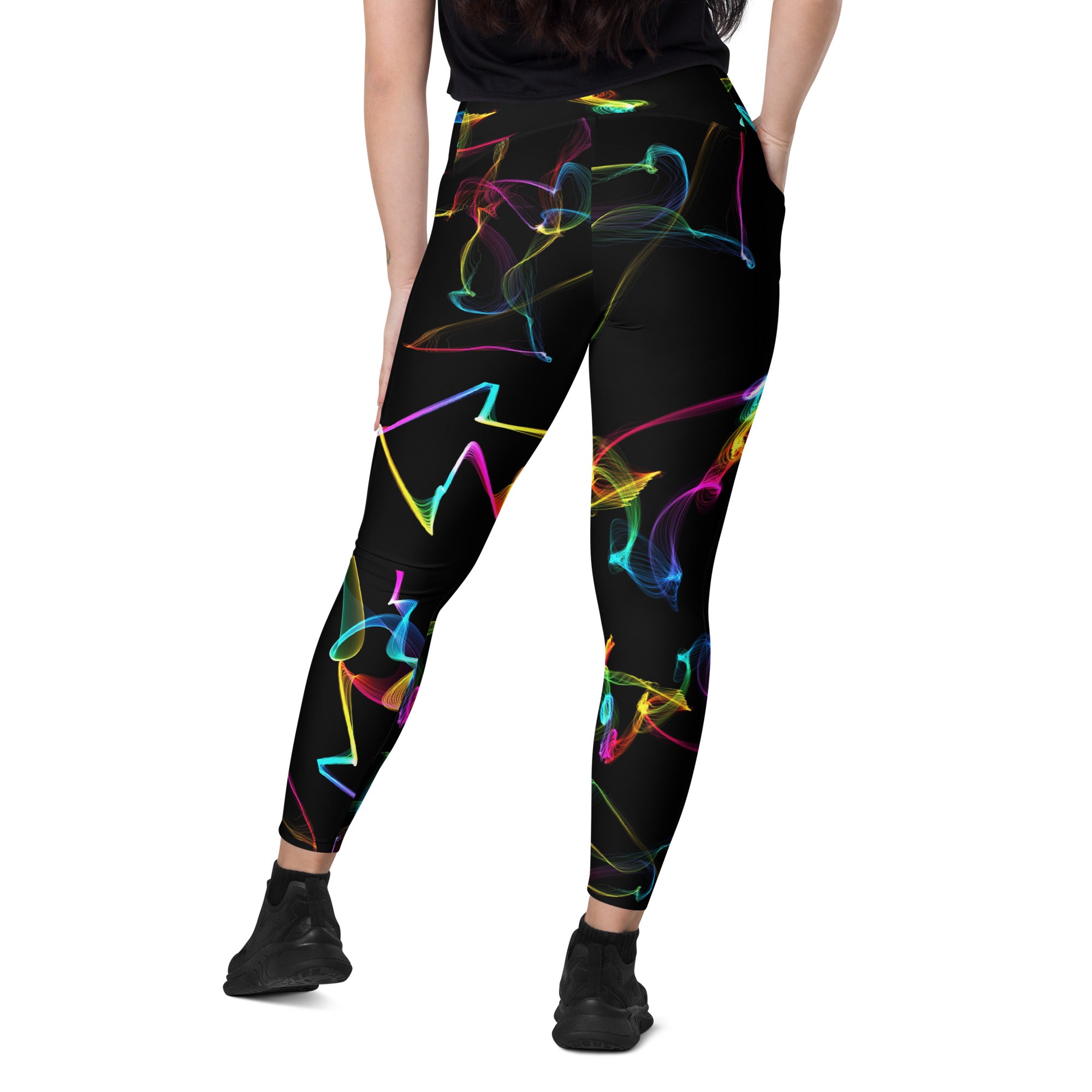 Black Gym Leggings with Pockets. Streetwear or Workout or Dance Leggings. Yoga Pants. WickedYo.